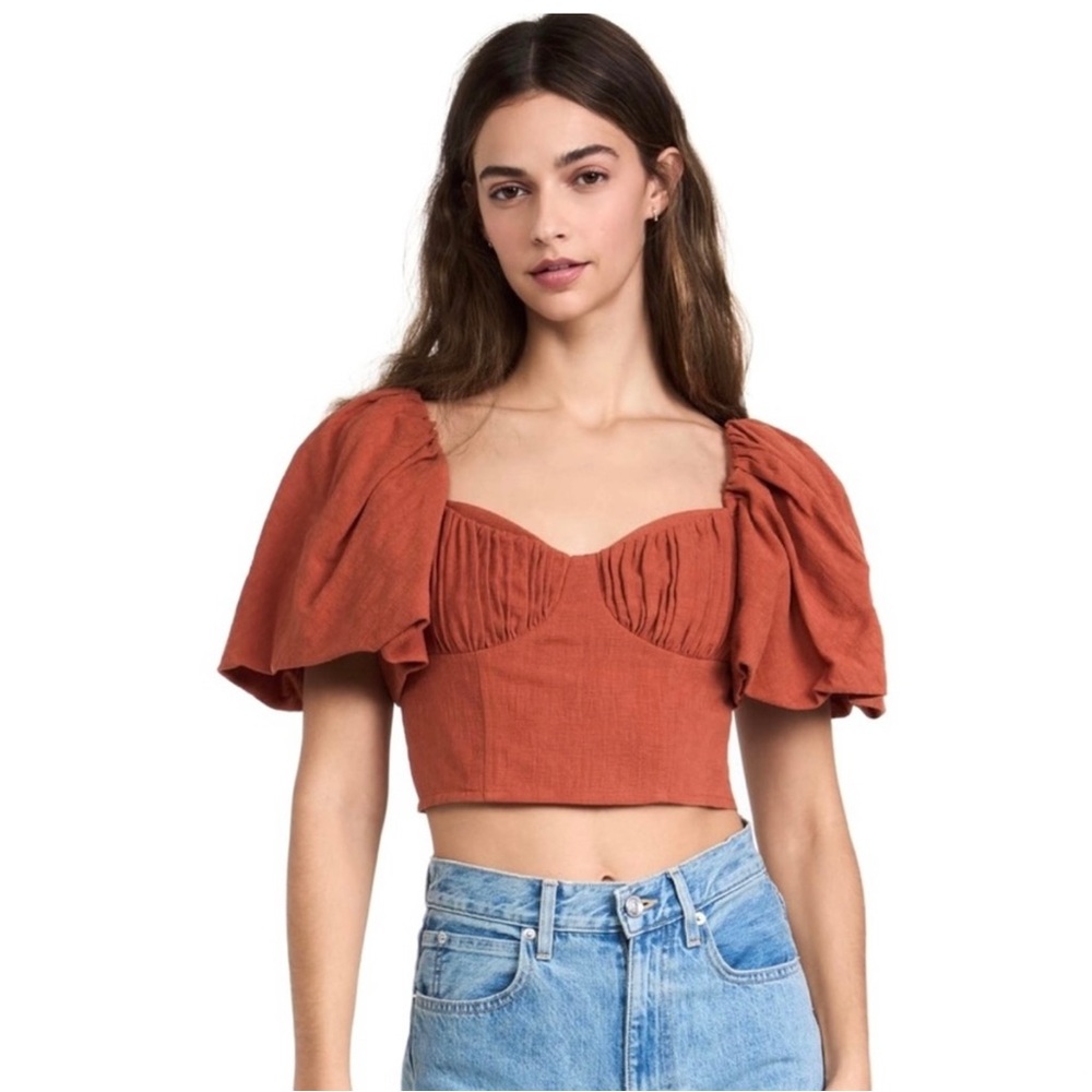 NEW JONATHAN SIMKHAI PUFF SLEEVE CROP TOP